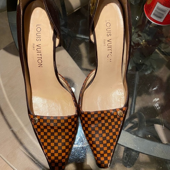 Louis Vuitton Damier Checkered Heels Size 38.5 - Picture 1 of 8